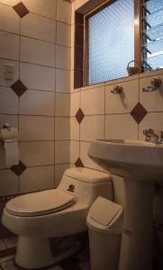 乌鲁班巴Eco Lodge Los Perales-Urubamba的一间带卫生间和水槽的浴室