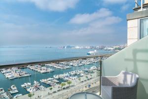 桑坦德文奇波多奇科酒店的享有码头景致的阳台