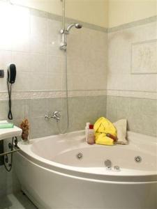 蒙特卡蒂尼泰尔梅小城堡酒店的带淋浴和电话的浴室
