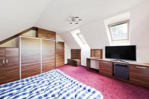 Branžež塞尔纳楼尔泽酒店的一间卧室配有一张床和一台平面电视
