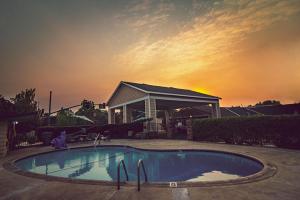 奇科Safari Inn - Chico的一个带凉亭的庭院内的游泳池
