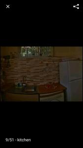 马拉希亚斯Anjela's village house的厨房配有水槽和冰箱