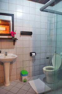 皮帕卡诺阿斯欧罗索尔客栈的一间带卫生间和水槽的浴室