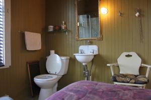 拜圣卡特琳奥伯格萨姆咖啡酒店的一间带水槽、卫生间和镜子的浴室