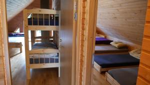 PuskaruMetsjärve puhkemaja的小木屋内带双层床的客房