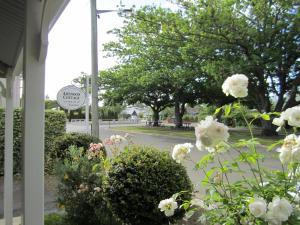 EvandaleArendon Cottage的享有大楼前鲜花盛开的街道的景色
