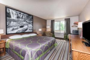 查尔斯顿邓巴速8酒店的配有一张床和一台平面电视的酒店客房
