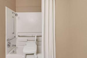 纳什维尔纳什维尔/登特/奥普里兰德区速8酒店的一间带卫生间和淋浴帘的浴室