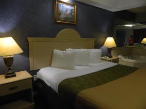 史密斯维尔Village Inn & Suites - Smithville的酒店客房设有一张大床和两盏灯