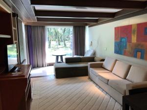 卡内拉Flat Luxo Mountain Village的带沙发和电视的客厅