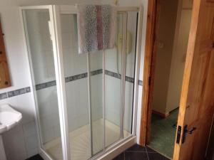 肯梅尔Poppyfield House, Kenmare的浴室里设有玻璃门淋浴