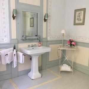 Juvigny-sur-MarneChateau de Juvigny的白色的浴室设有水槽和镜子