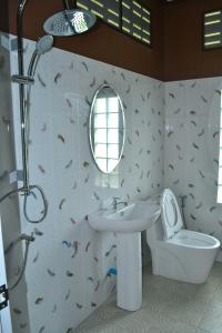 阁遥岛Bang Hon Homestay的一间带水槽、卫生间和镜子的浴室