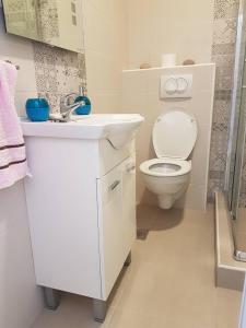 蒂瓦特Studio的白色的浴室设有卫生间和水槽。