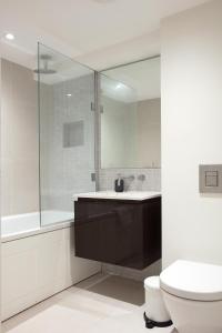 温莎Hampden Apartments - The George的一间带水槽、卫生间和镜子的浴室