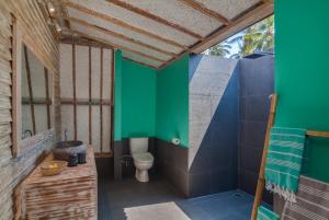 吉利美诺Gili Meno Escape - Adults Only的一间带卫生间和绿色墙壁的浴室