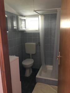 博罗维奇Apartmani Šehović的一间带卫生间和浴缸的浴室
