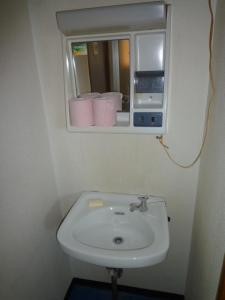 伊势市Futami Terrace B的浴室设有白色水槽和镜子