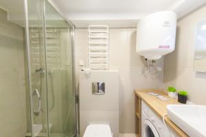 基辅MarySmart的带淋浴、卫生间和盥洗盆的浴室
