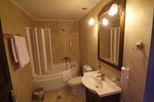 圣季米特里奥斯埃尔达古宅酒店的浴室配有盥洗盆、卫生间和浴缸。