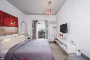 阿吉亚利艾吉亚里酒店及Spa的一间带大床和电视的卧室
