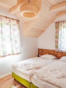 韦特利纳Kraina Wetlina的一间卧室设有两张床和两个窗户。