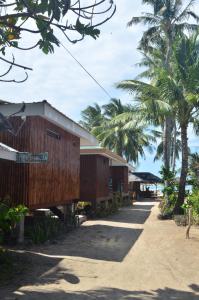 班塔延岛斯夫坎提纳旅馆的棕榈树海滩上的一排房子