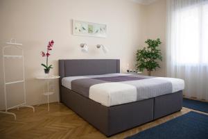 布达佩斯Synagogue View Apartment的一间卧室,卧室内配有一张大床