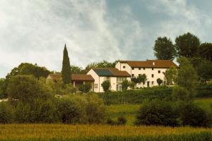 维琴察Agriturismo Relais Maddalene101的田间中的房子