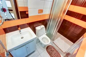 敖德萨Пляж Каллитон и Клиника им Ак.Филатова的浴室配有卫生间、盥洗盆和淋浴。