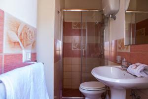 特罗佩阿B&B del Sole Tropea的一间带水槽、卫生间和淋浴的浴室