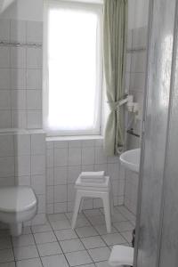 普雷罗豪斯卡拉尼奇酒店的一间带卫生间、水槽和窗户的浴室