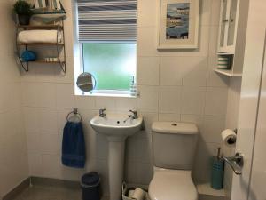 牛顿艾克利夫1 Silkin Serviced Accommodation的一间带卫生间、水槽和窗户的浴室