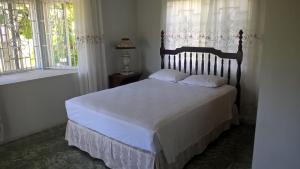 安东尼奥港Fairy Hill Palms的一间卧室配有一张带白色床单和窗户的床。