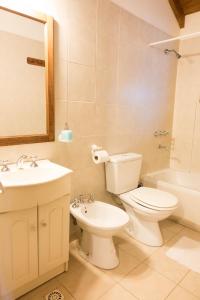 乌斯怀亚Aves del Sur的浴室配有卫生间、盥洗盆和浴缸。