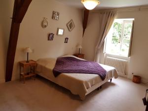 Huisseau-sur-CossonLa Taille de Biou的一间卧室设有一张大床和一个窗户。