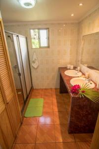 安加罗阿横努埃伊缇山林小屋的一间带双人盥洗盆和淋浴的浴室