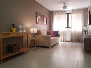 马塞约Maceio Facilities Apartamento Temporada的带沙发和窗户的客厅