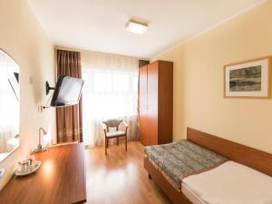 彼得罗扎沃茨克卡列里亚Spa酒店的一间酒店客房,配有一张床和一台电视