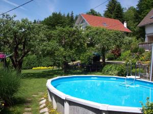 克拉根福Riedl Gästewohnung的一座房子的院子内的游泳池