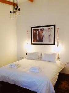 纳塔列斯港El Establo的卧室配有白色的床和2条毛巾