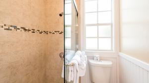 基韦斯特L'Habitation Guesthouse- Adult Exclusive的带淋浴、卫生间和窗户的浴室
