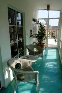 特拉科塔尔潘卡萨德拉鲁斯 - 一室公寓套房的一间设有椅子和桌子的房间和盆栽植物