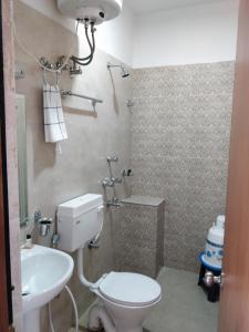 甘托克Hotel Ninamma的一间带卫生间和水槽的浴室