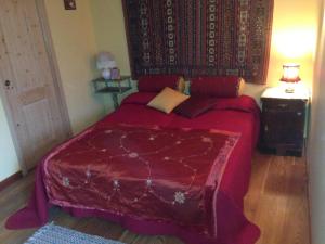ImerIl Ciliegio的一间卧室配有一张带红色毯子的大床