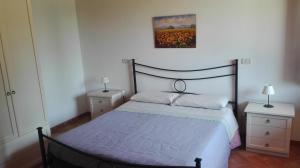 塞尔苏里格Agriturismo Collomici的一间卧室配有一张床和两个带灯的床头柜