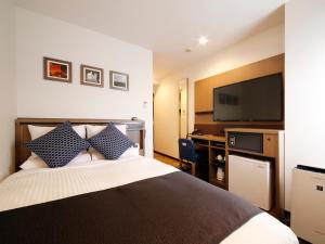 札幌MYSTAYS 札幌薄野酒店的配有一张床和一台平面电视的酒店客房