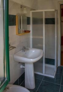 La CassaIl Fojot的浴室配有白色水槽和淋浴。