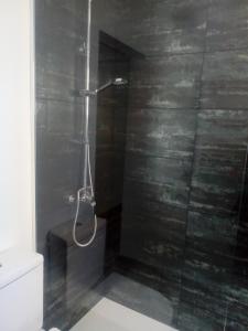圣地亚哥德拉里贝拉Jazmines的带淋浴的浴室和玻璃门