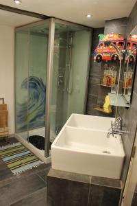 奥特罗特L'ateliere的一间带水槽和淋浴的浴室
